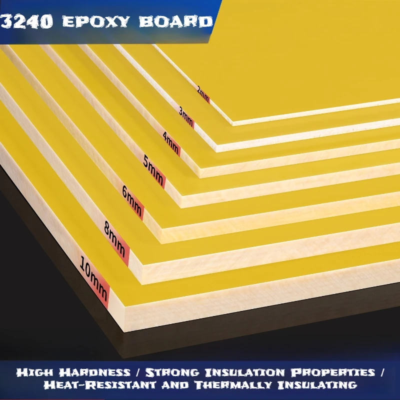 High Temp Resistant 3240 Epoxy Insulation Board Glass Fiber Yellow Electrical Sheet Custom Processing 0.3/0.5/0.8/1-5mm